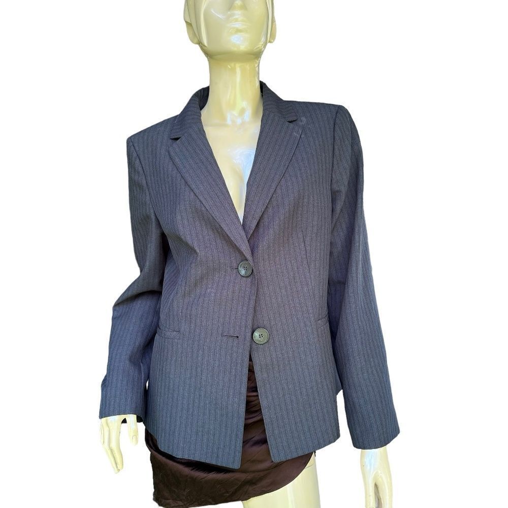 Vintage Le Suit Kasper Group Blue Striped Blazer